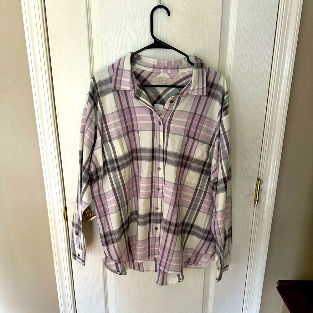 LOFT Flannel Button Up Size XXL BNWT
